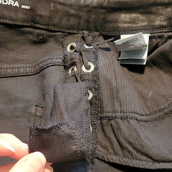 DL1961 Sandra Night Shine Black Coated Lace‑Up Denim Mini Skirt L NWT - Picture 14 of 16